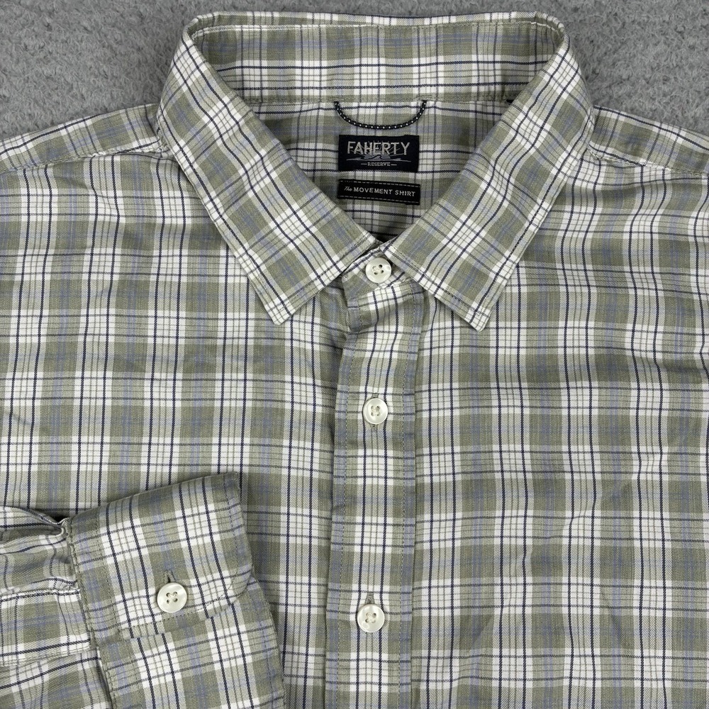 Faherty Reserve The Movement Shirt Mens XL Green Plaid Button Up